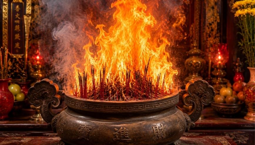 Bát nhang Ông Địa cháy là điềm gì đang tới?