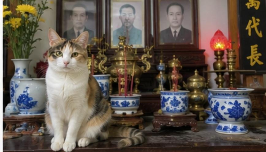 Làm sao hạn chế mèo leo lên khu vực thờ cúng?