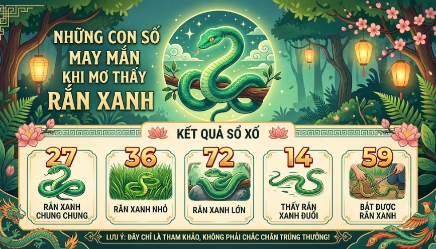 Những con số may mắn liên quan đến giấc mơ nhìn thấy rắn xanh